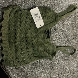 Green crochet cropped tank